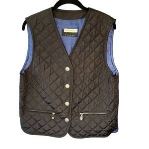 BOGNER Quilted Black Vest, Blue luxe lining, Rare, VTG, EU 40, Women's 12, EUC